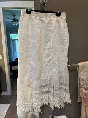 Chico's White Lace-Trim Maxi Skirt